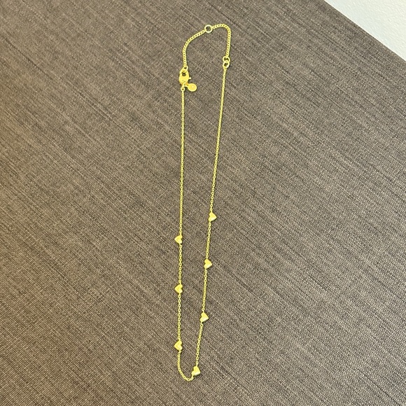 NWOT Madewell Puffed Heart Station Necklace in Vintage Gold - Picture 4 of 9